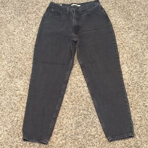 Levis premium black 80s mom jean high rise slim straight leg jeans